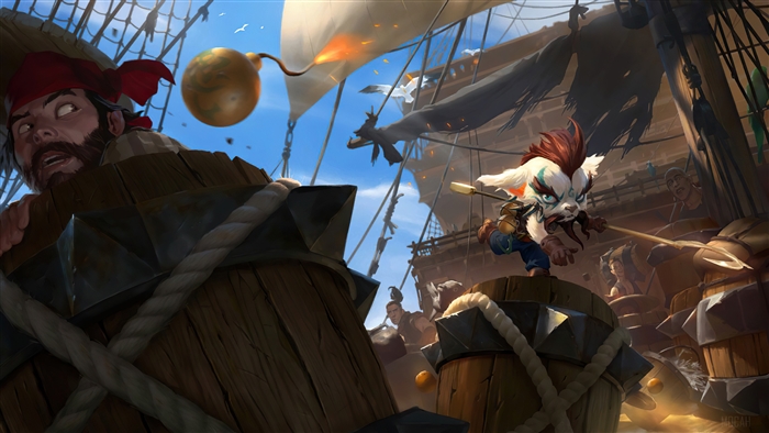 Tristana from Legends of Runeterra on a pirate ship