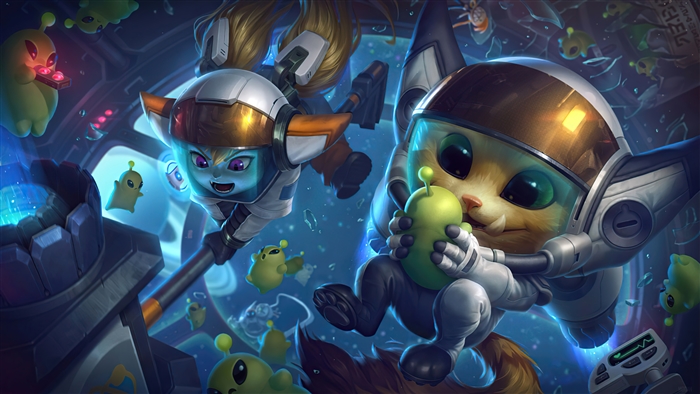 Gnar and Poppy from League of Legends in space
