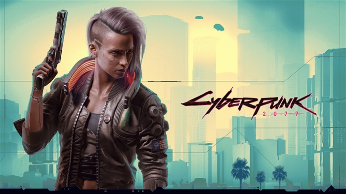V from Cyberpunk 2077 holding a gun