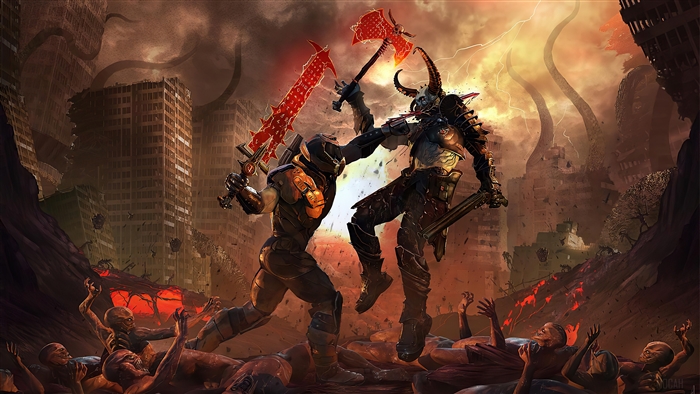 Doom Eternal Doomguy vs Marauder 4K Battle Scene