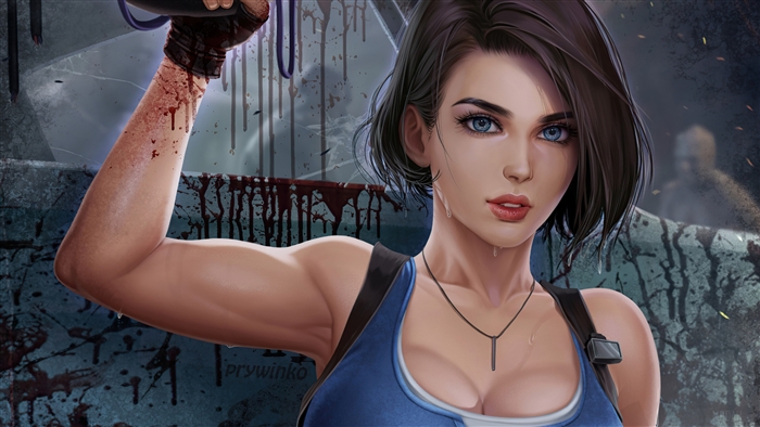 Jill Valentine from RE3 Remake in Action Pose 4K