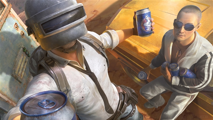 PUBG Mobile characters holding energy drinks