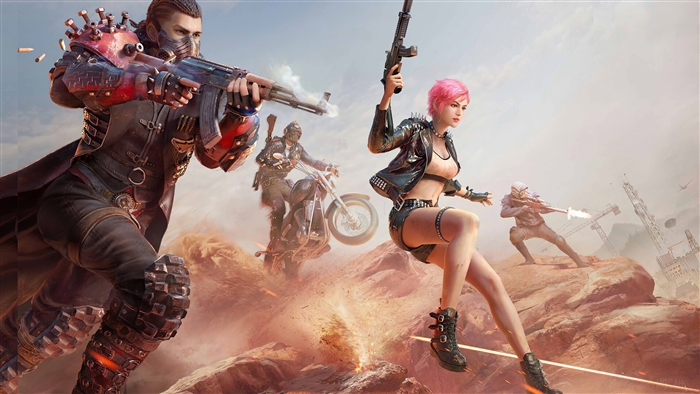 PUBG Mobile characters in a desert battle 4K