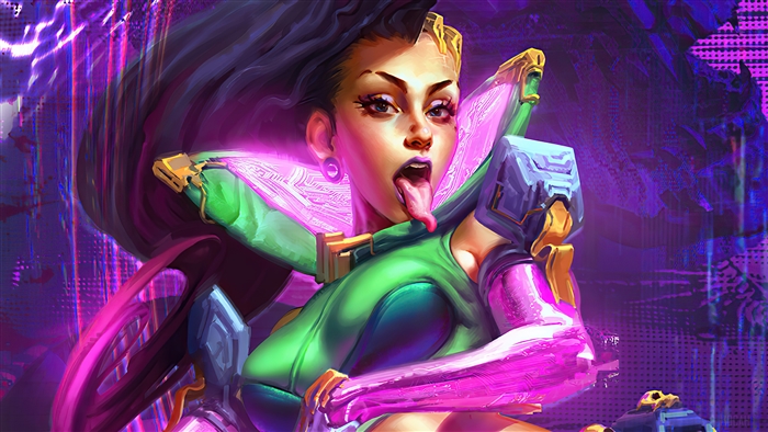 Sombra from Overwatch Cyberpunk Art 4K