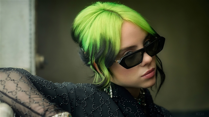 Billie Eilish with Neon Green Hair in 4K