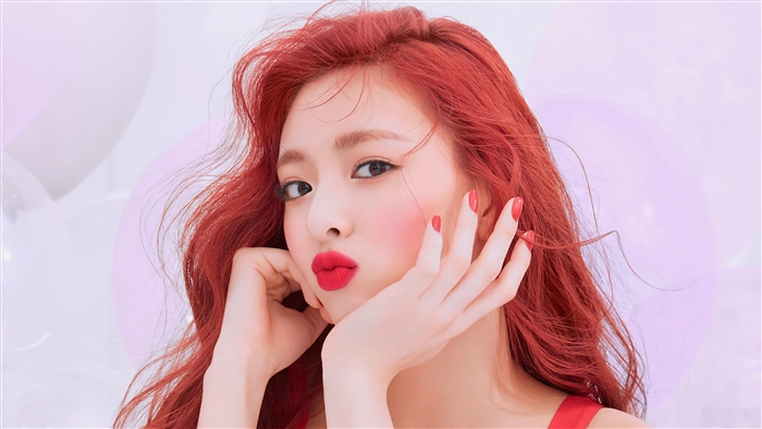 Yuna from ITZY with Red Hair and Bold Makeup 4K