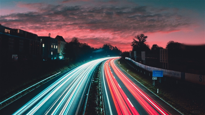 Long Exposure Highway at Sunset 4K