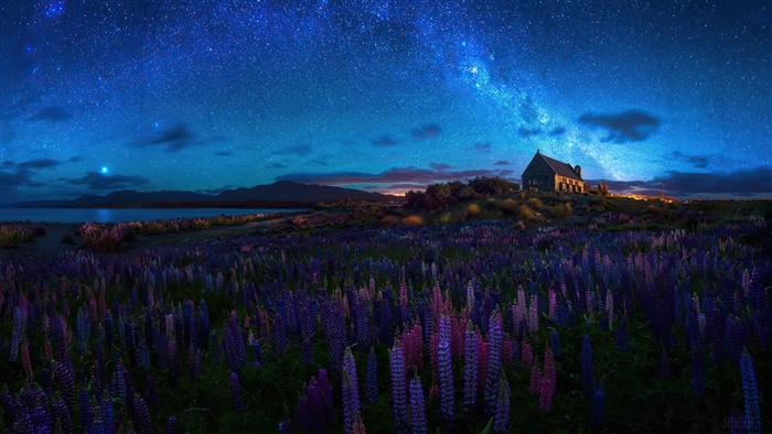 Church of the Good Shepherd under the Milky Way 4K