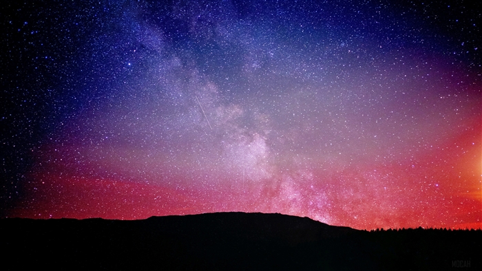 Starry Night Sky Over Silhouette Horizon 4K