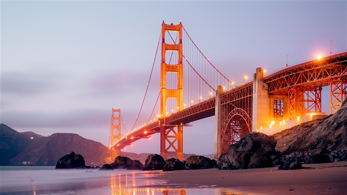 Golden Gate Bridge Illuminated at Dusk 4K
