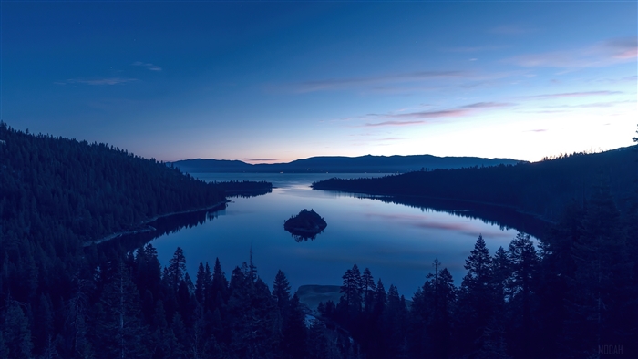 Lake and Forest Scenery at Sunrise 4K