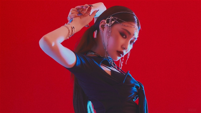 Chungha with Dramatic Red Background 4k