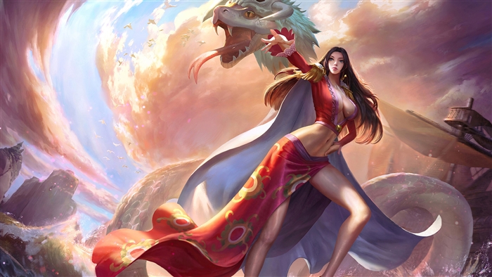 Boa Hancock Radiant Pose with Dragon One Piece 4K