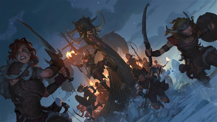 The Tuskraiders from Legends of Runeterra in battle 4K
