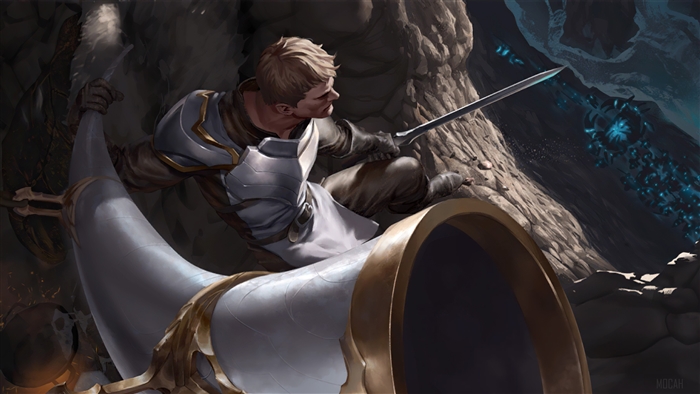 Man with sword in cave, Legends of Runeterra 4K