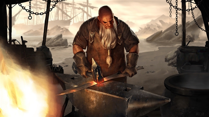 Dwarf Blacksmith forging metal in Legends of Runeterra 4K