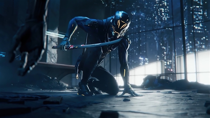 Ghostrunner Cybernetic Warrior in Futuristic City 4K