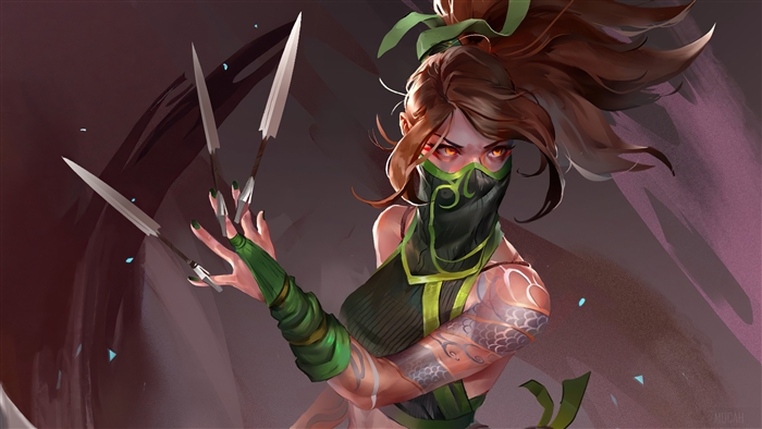 Akali from League of Legends with kunai