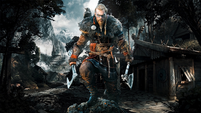 Eivor from Assassin's Creed Valhalla with Axes