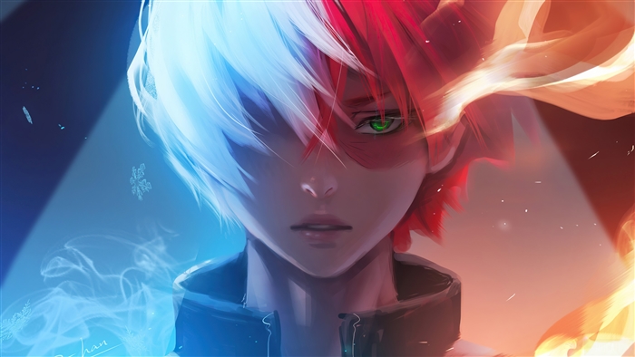 Shoto Todoroki Dual Fire and Ice 4K Artwork