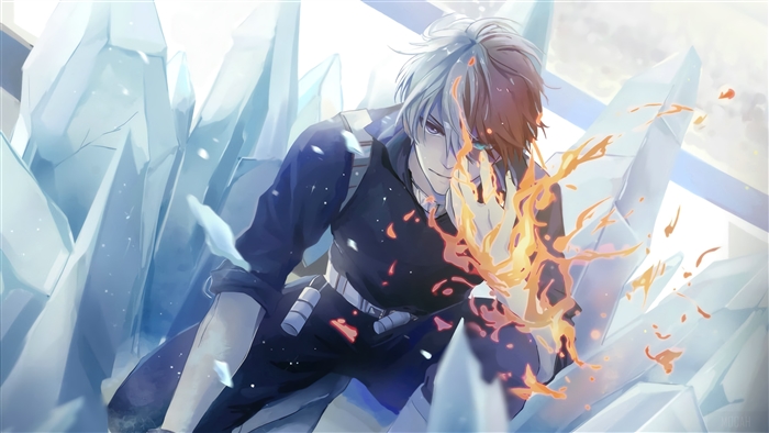 Shoto Todoroki Fire and Ice My Hero Academia 4K