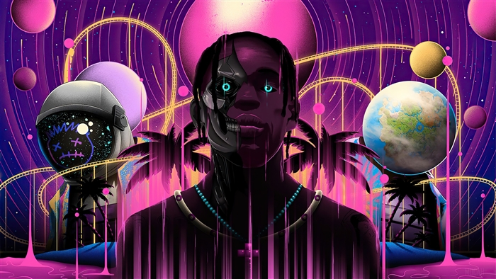 Travis Scott Fortnite 4K Cosmic Neon Art
