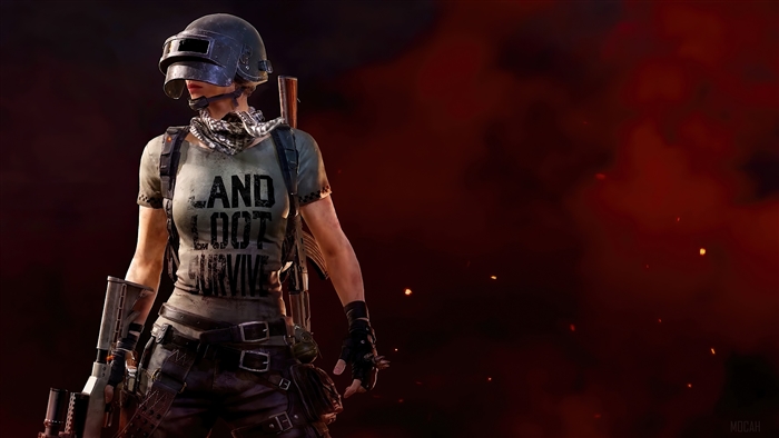 PlayerUnknown's Battlegrounds girl with helmet and rifle