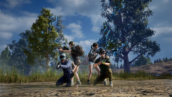 PlayerUnknowns Battlegrounds squad in a forest