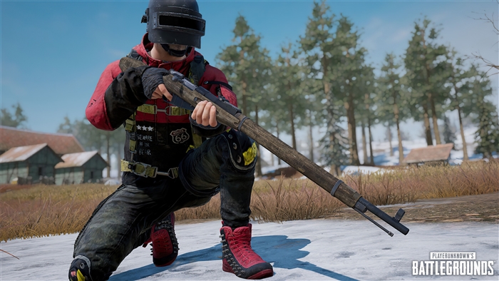 PlayerUnknown's Battlegrounds character with Mosin Nagant rifle