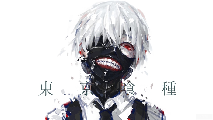 Ken Kaneki with Mask and White Hair from Tokyo Ghoul 4k