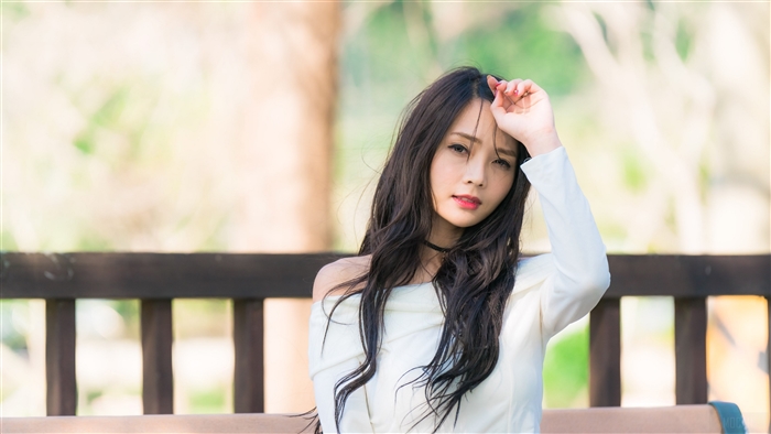 Elegant Asian Woman with Long Brunette Hair 4K