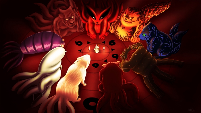 Kurama and Sage of Six Paths in Mystical Circle 4K