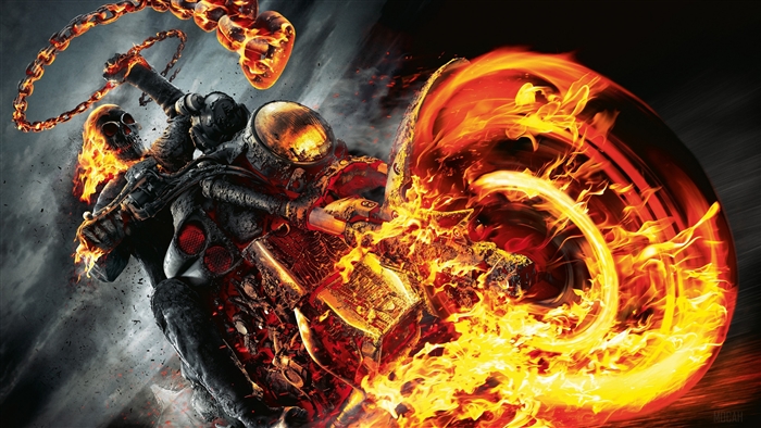 Ghost Rider on a flaming motorcycle
