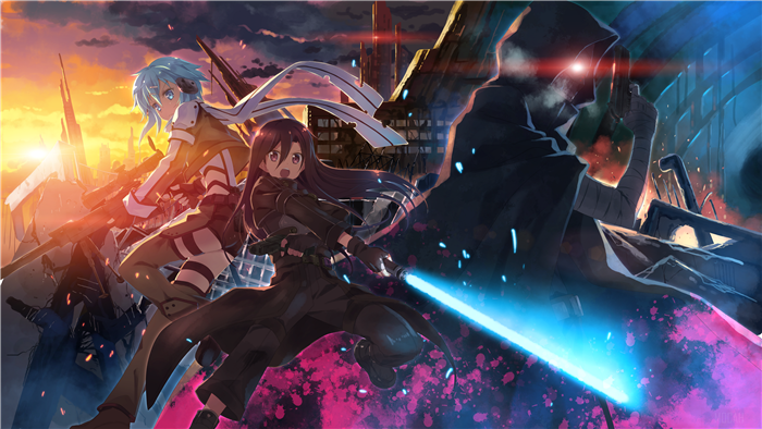 Kirito and Sinon from Sword Art Online II 4K