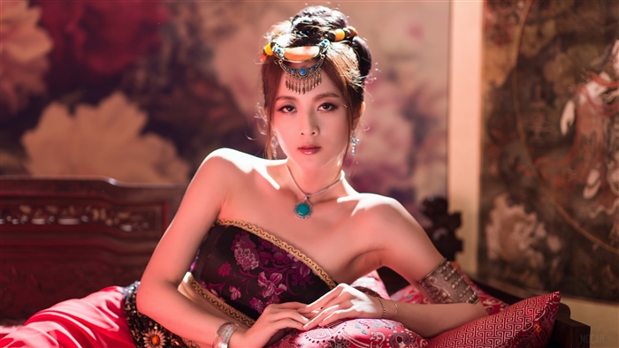 Woman in traditional costume with jewelry