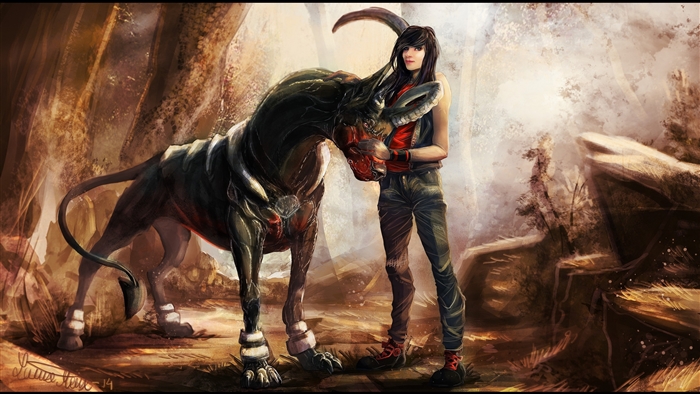 Woman with Houndoom from Pokémon 4K