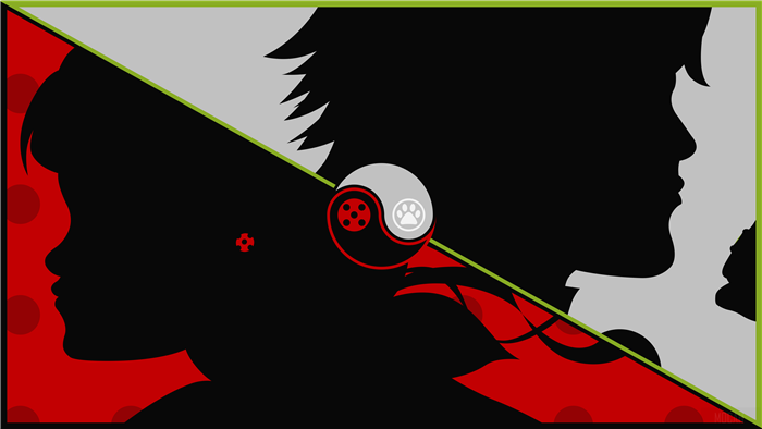 Ladybug and Cat Noir Silhouettes 4K