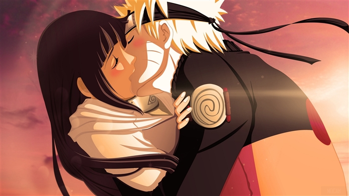 Naruto and Hinata Kiss Sunset 4K
