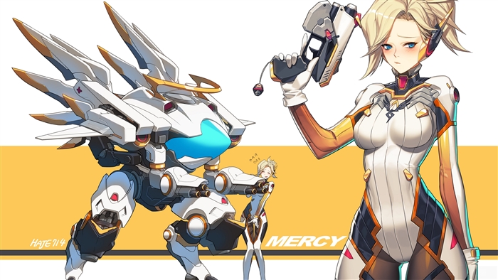 Mercy from Overwatch with Robot Companion 4K