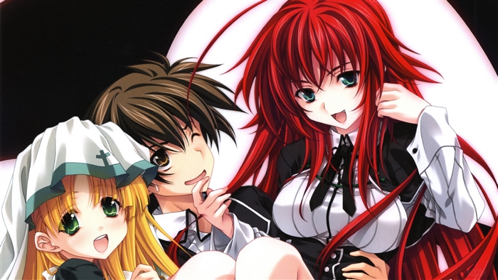 Rias Gremory, Issei Hyoudou, and Asia Argento from High School DxD 4K