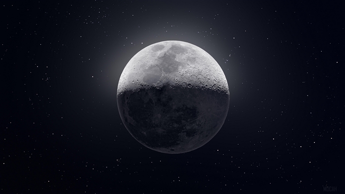 The Moon in Space with Stars 4K