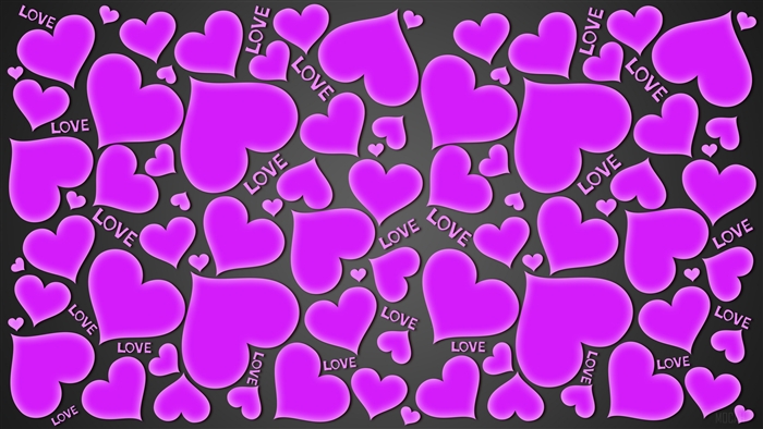 Purple Hearts with Love Text 4K