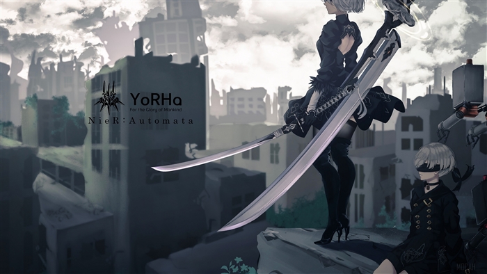 YoRHa No.2 Type B and YoRHa No.9 Type S from NieR: Automata 4K