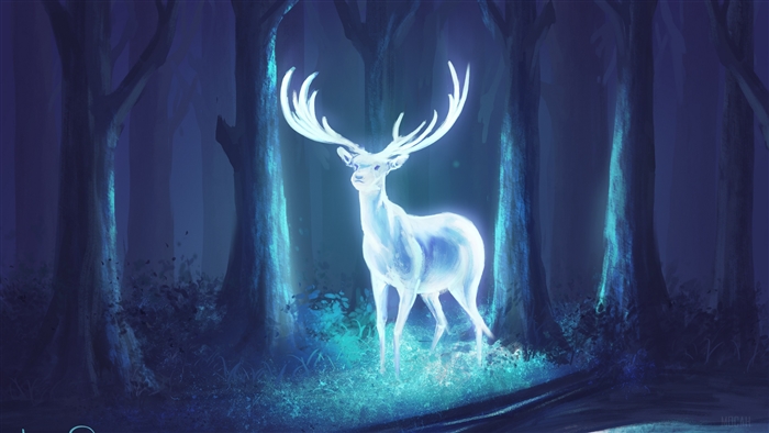 Glowing Deer in a Dark Forest 4K