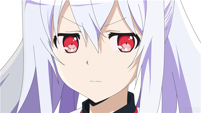 Isla from Plastic Memories with red eyes and white hair