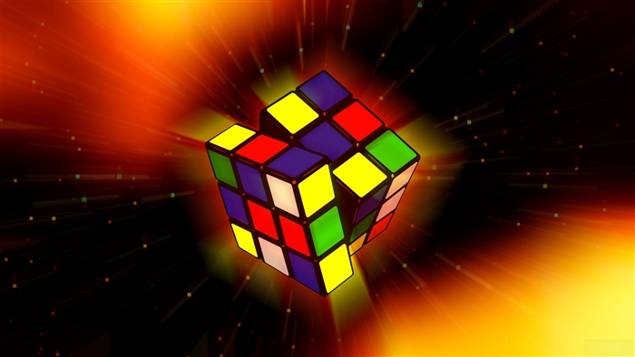 Rubik's Cube with Colorful Explosion Background