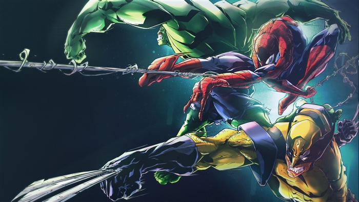 Hulk, Spider-Man, and Wolverine from Marvel Comics