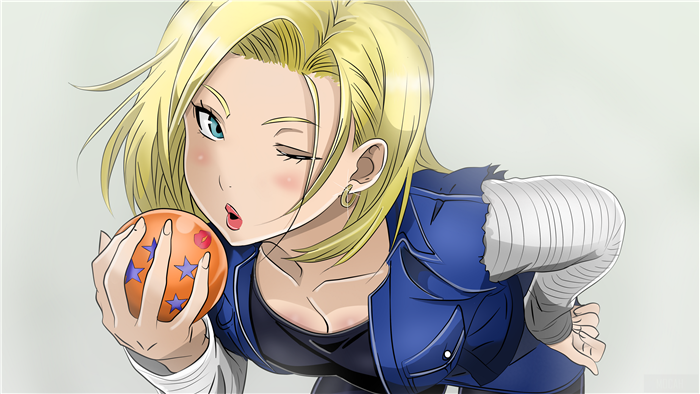 Android 18 from Dragon Ball Z holding a Dragon Ball