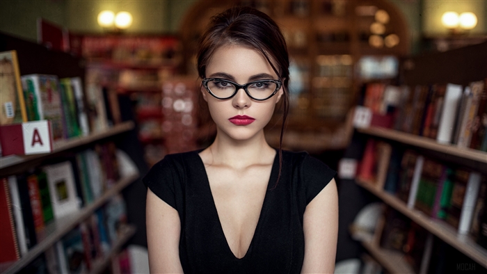 Stylish Woman in Glasses with Black Dress 4K