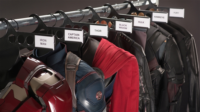 Avengers costumes on display